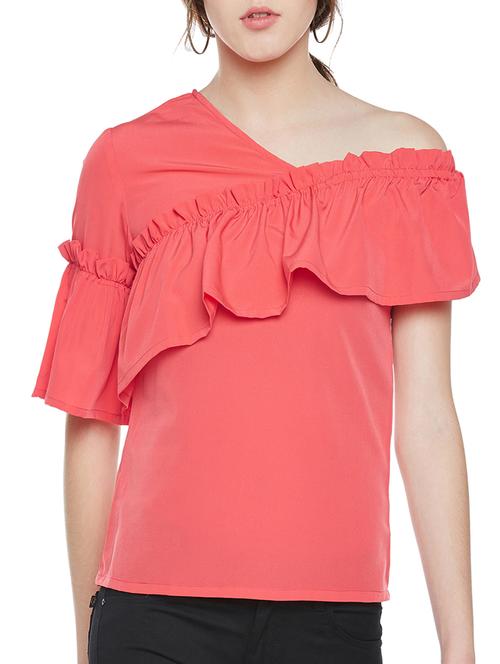 peach ruffle casual top - 14344357 - Very Small Image - 1