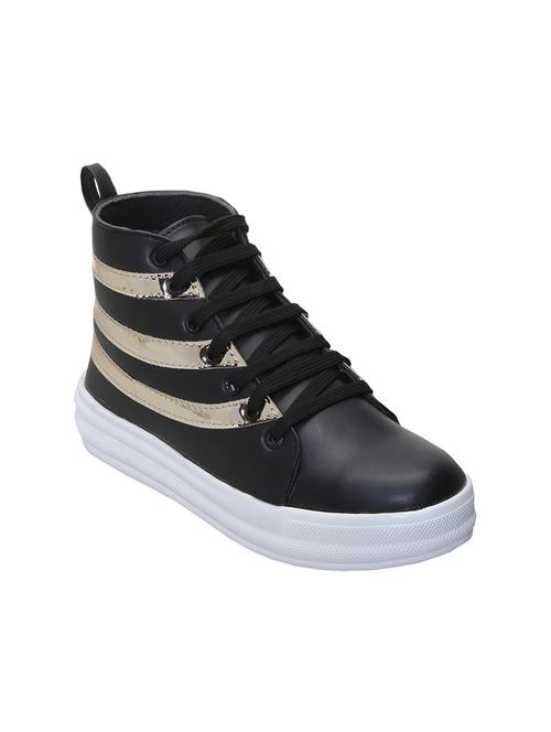 black faux leather laceup sneakers - 14345964 - Very Small Image - 1