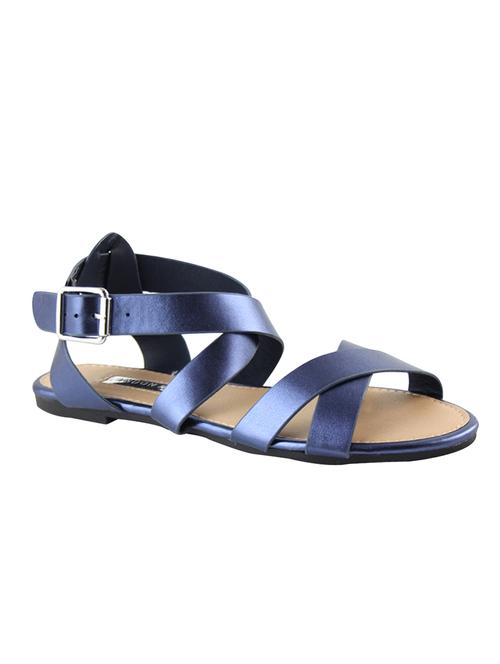 navy pu ankle strap sandals - 14350080 - Very Small Image - 1