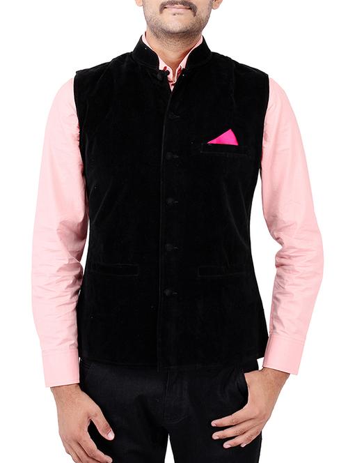 black velvet nehru jacket - 14351367 - Very Small Image - 1