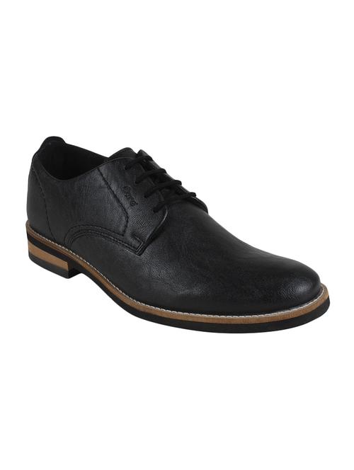 black leatherette lace-up derby - 14351487 - Very Small Image - 1