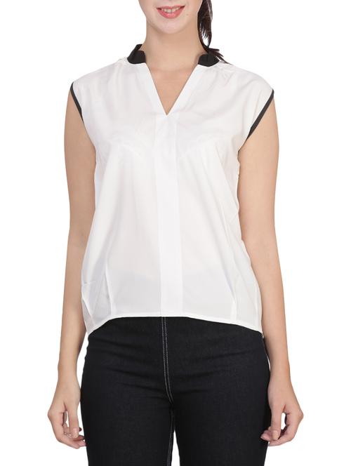 white crepe asymmetric top - 14352166 - Very Small Image - 1