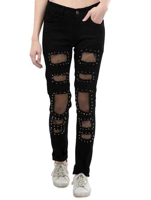 mesh panel embellished jeans - 14356032 - Very Small Image - 1