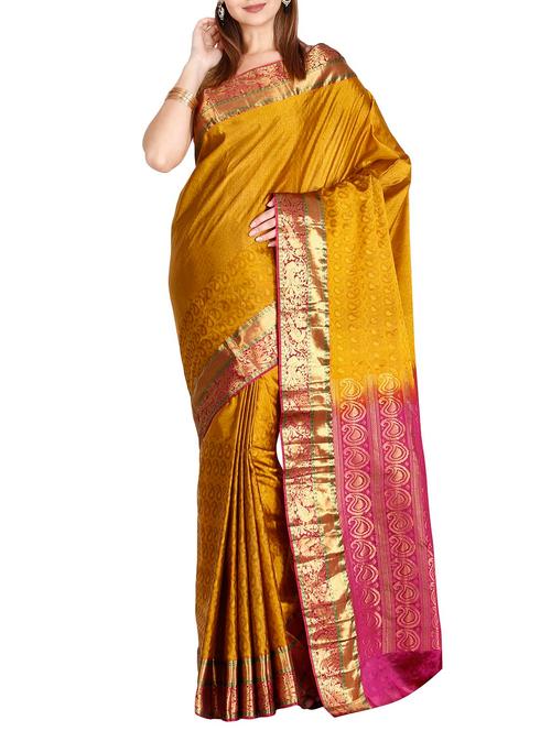 the chennai silks yellow kanjivaram saree with blouse - 14361474 - Very Small Image - 1