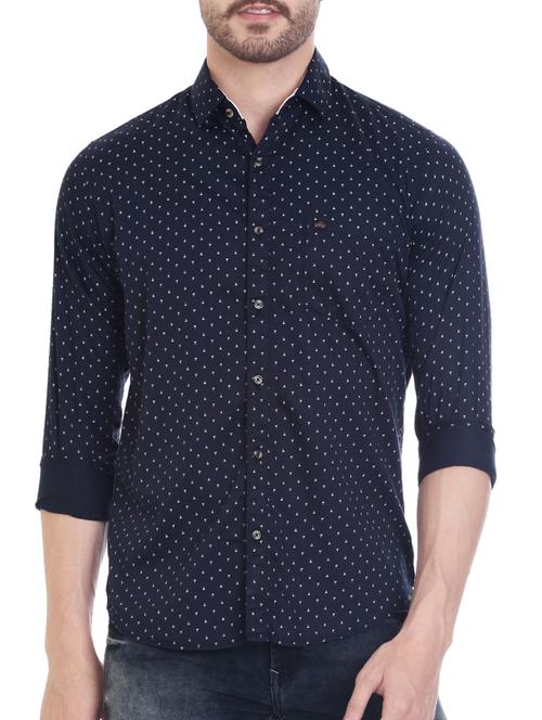 navy blue cotton casual shirt - 14363430 - Very Small Image - 1