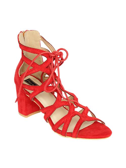 red suede laceup sandals - 14367058 - Very Small Image - 1