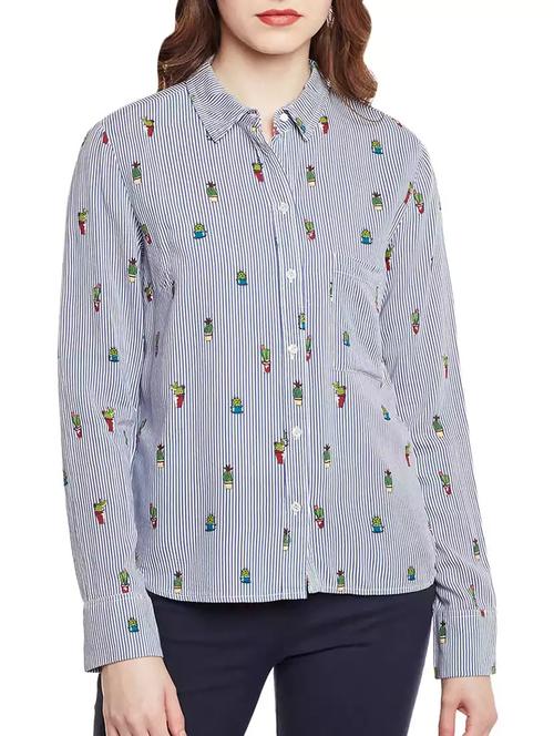 blue cotton casual shirt - 14370126 - Very Small Image - 1
