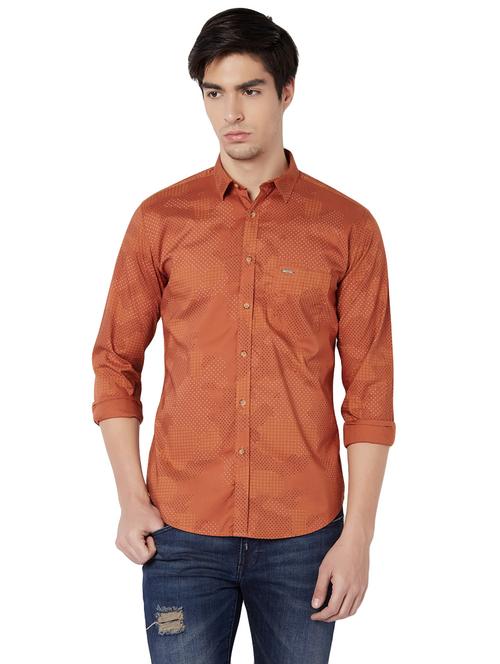 orange cotton casual shirt - 14403754 - Very Small Image - 1