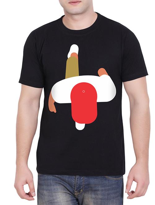 black cotton chest print tshirt - 14413786 - Very Small Image - 1