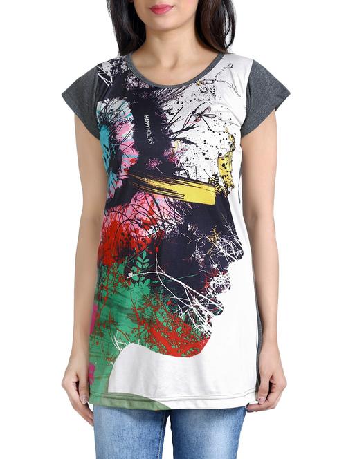 grey printed cotton tee - 14420199 - Very Small Image - 1