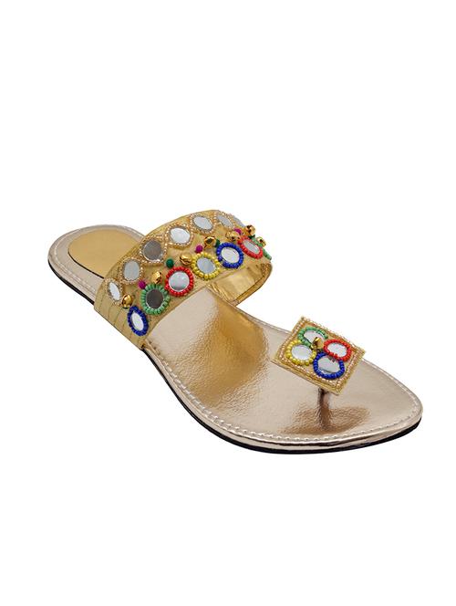 gold leatherette ethnic kolhapuris - 14423964 - Very Small Image - 1