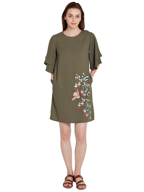 olive shift dress - 14424509 - Very Small Image - 1