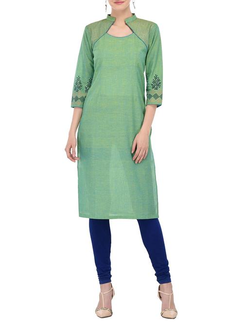 block printed piping kurta - 14425078 - Very Small Image - 1