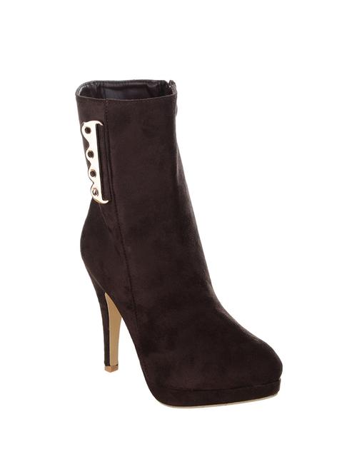 brown velvet ankle boot - 14427692 - Very Small Image - 1