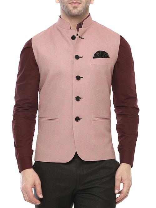 pink cotton nehru jacket - 14430964 - Very Small Image - 1