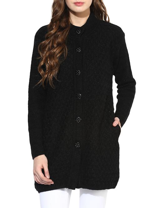 black woolen coatigan cardigan - 14441244 - Very Small Image - 1