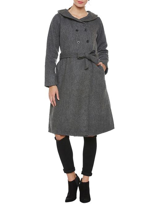 grey woolen trench coat - 14442276 - Very Small Image - 1