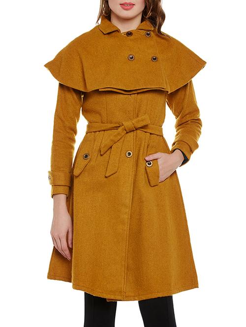 yellow woolen trench coat - 14442279 - Very Small Image - 1