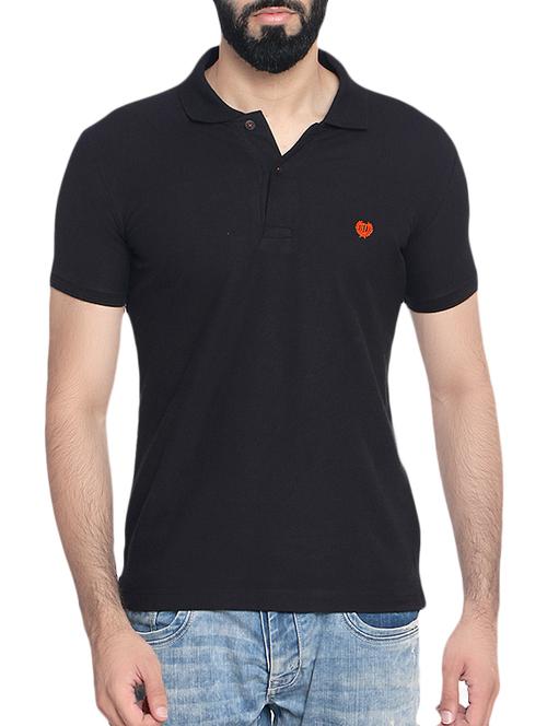 black cotton collared t-shirt - 14467887 - Very Small Image - 1