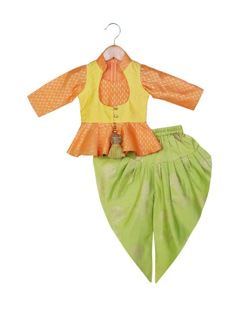orange peplum top with dhoti - 14482268 - Very Small Image - 1