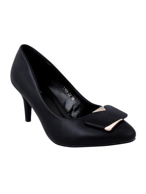 black faux leather slip on pumps - 14484405 - Very Small Image - 1