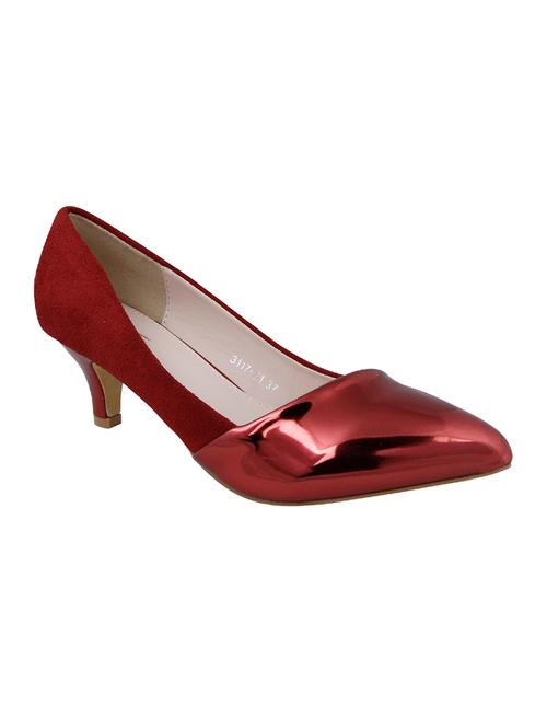 maroon faux leather slip on pumps - 14484415 - Very Small Image - 1
