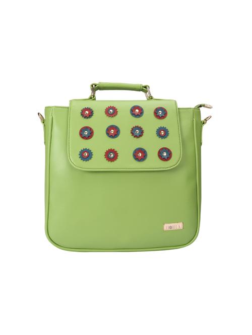 green leatherette regular satchel - 14490684 - Very Small Image - 1