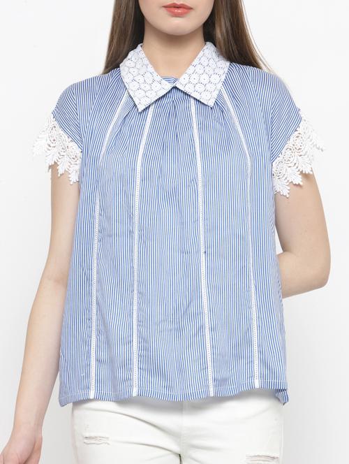 light blue rayon striped top - 14492417 - Very Small Image - 1
