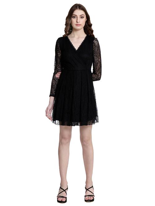 black lace fit & flare dress - 14497681 - Very Small Image - 1