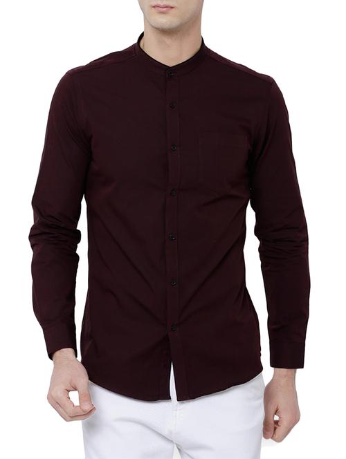 wine cotton casual shirt - 14505642 - Very Small Image - 1