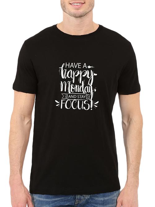 black cotton chest print tshirt - 14511456 - Very Small Image - 1