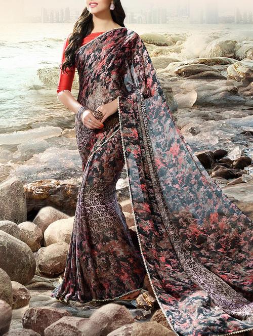 women's floral multi colored saree - 14513610 - Very Small Image - 1