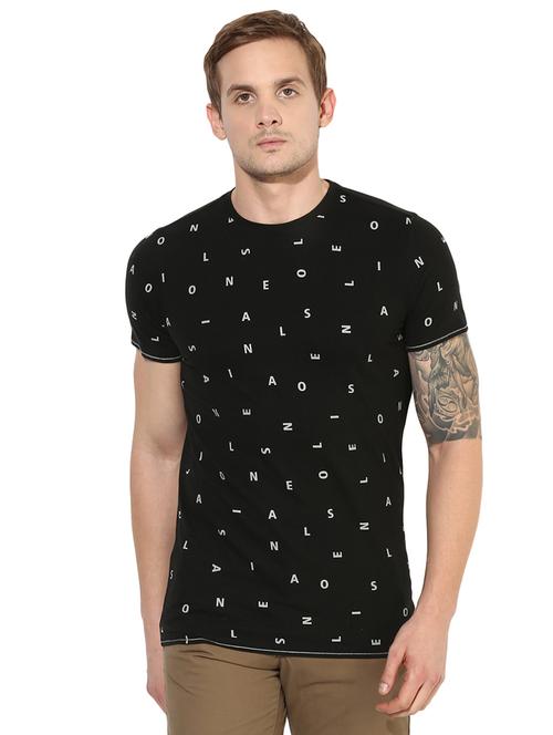 black cotton front print tshirt - 14514675 - Very Small Image - 1
