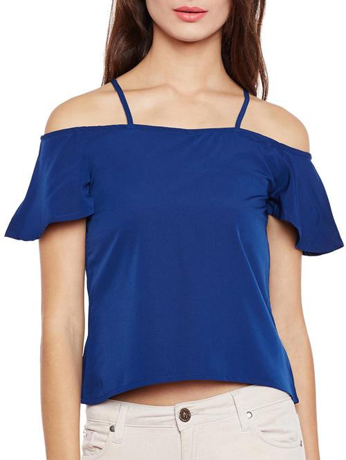 blue cold shoulder top - 14528049 - Very Small Image - 1