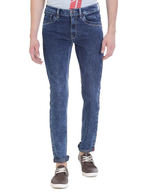 blue cotton washed jeans - 14528545 - Very Small Image - 1