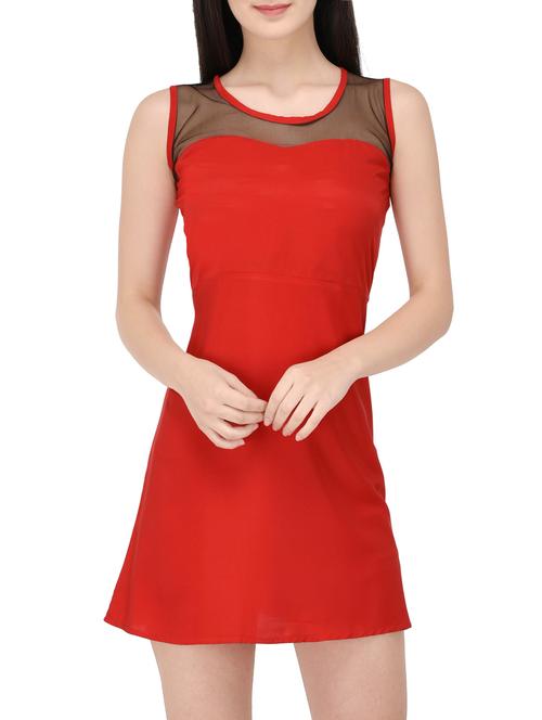 red rayon a line dress - 14529319 - Very Small Image - 1