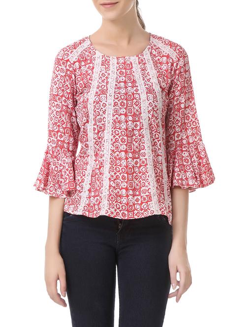 pink printed crepe top - 14536201 - Very Small Image - 1
