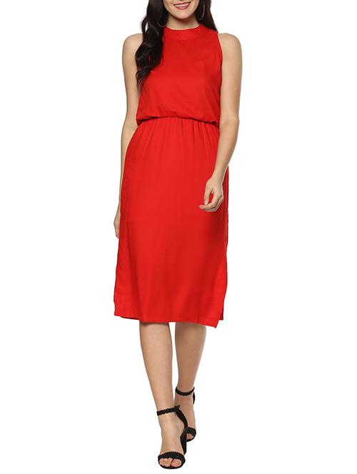 red solid blouson dress - 14536272 - Very Small Image - 1