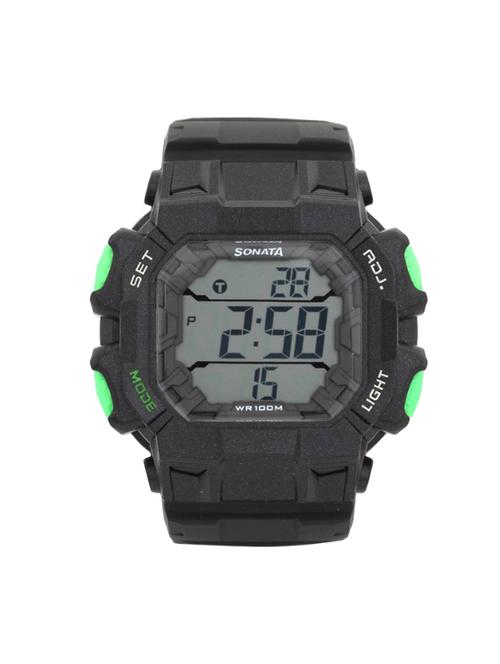 sonata black round dial watch for men - 77025pp01 - 14537833 - Very Small Image - 1