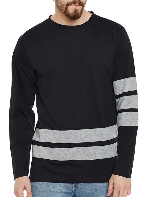 black cotton striped tshirt - 14538753 - Very Small Image - 1