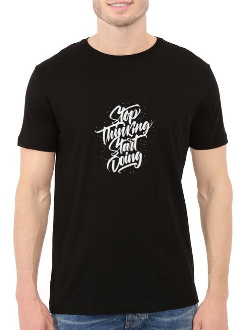 black cotton chest print tshirt - 14540394 - Very Small Image - 1
