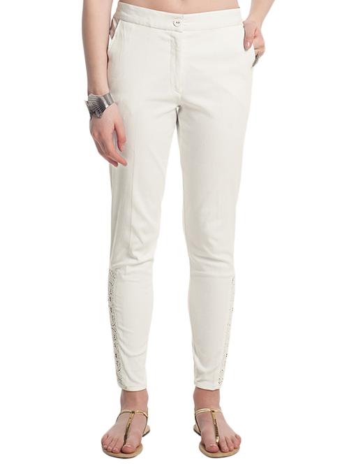 white rayon trouser - 14541846 - Very Small Image - 1