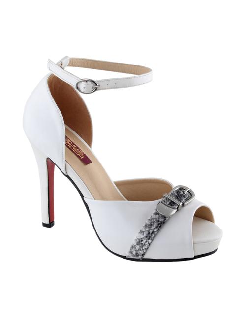 white fabric ankle strap sandals - 14544400 - Very Small Image - 1