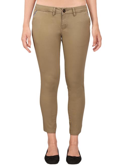beige cotton lycra trouser - 14544496 - Very Small Image - 1