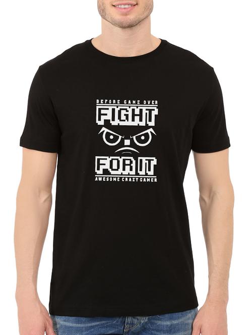 black cotton chest print tshirt - 14547879 - Very Small Image - 1