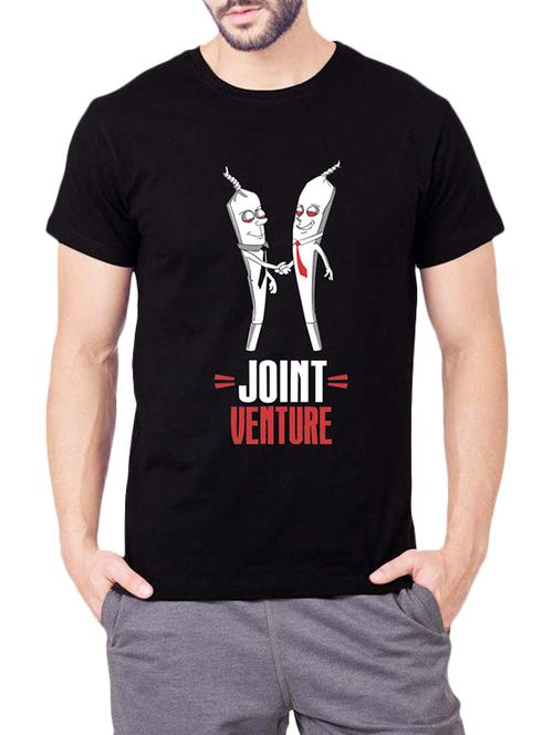 black cotton front print t-shirt - 14549362 - Very Small Image - 1