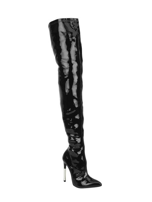 black patent leather knee length boot - 14550161 - Very Small Image - 1