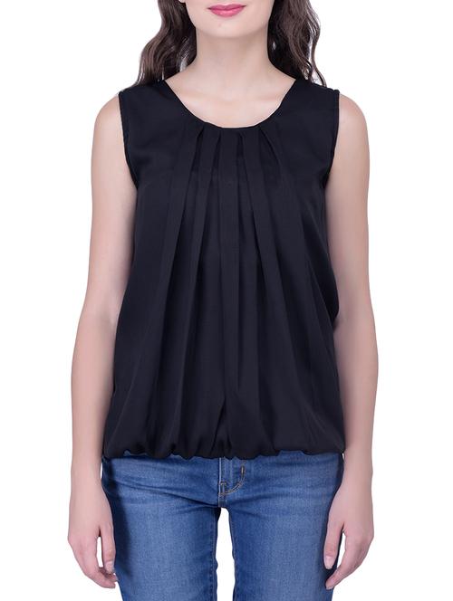 black poly crepe blouson top - 14559042 - Very Small Image - 1
