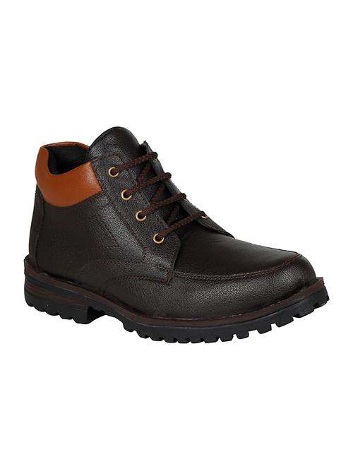 brown leatherette low ankle boot - 14572600 - Very Small Image - 1