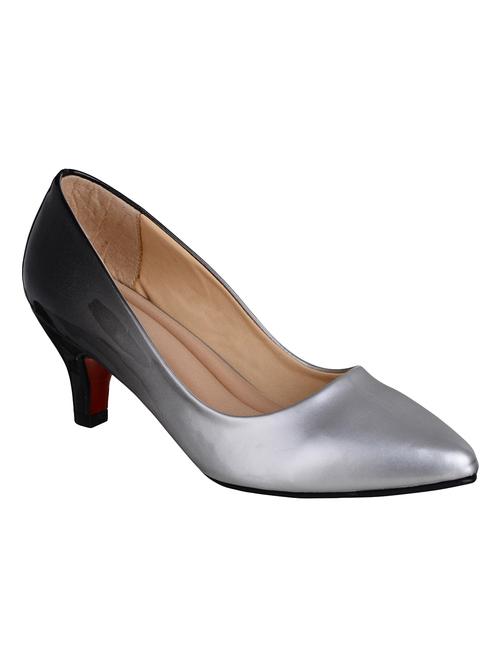 silver faux leather slip on pumps - 14574591 - Very Small Image - 1